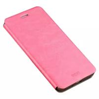 Чехол-книжка MyPads для Microsoft Lumia 435 на жсткой металлической основе розовый