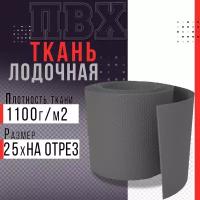 Ткань ПВХ лодочная, плотность 1100 г/м2 (серая) 25х100см для ремонта лодок и других изделий из ПВХ