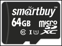 Карта памяти SmartBuy microSDXC 64 ГБ Class 10, V10, A1, UHS-I, R/W 60/25 МБ/с, 1 шт., черный