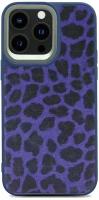Чехол iPhone 14 Pro 6.1" полиуретановый Kajsa Leopard Pattern синий леопард