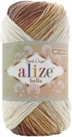 Пряжа Alize Bella Batik 100 молочный-бежевый-коричневый (3300), 100%хлопок, 360м, 100г, 1шт