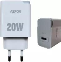 Зарядное устройство Type-C Power Delivery ASPOR 20W (для iPhone 12/13/Max/Mini)