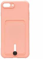 Защитный чехол с кармашком под карту для Apple iPhone 7 Plus/iPhone 8 Plus / карман с выдвижным механизмом / светло-розовый