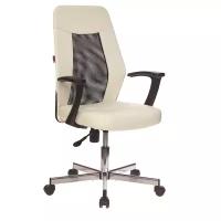 Кресло Easy Chair кожзам, бежевый OR-10/сетка черная, хром