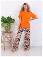 Пижама LarChik с широкими штанами хлопок джус оранжевый размеры 44-54 (44 размер)