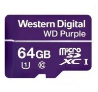 Карта памяти WD Purple Surveillance MicroSDXC WDD064G1P0C 64ГБ Class 10 для видеонаблюдения