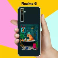 Силиконовый чехол на realme 6 Тигр в ванной / для Реалми 6