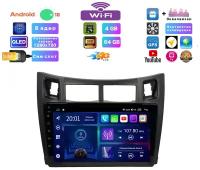 Автомагнитола для Toyota Vitz, Yaris (2005-2012), Android 10, 4/64 Gb, 8 ядер, Sim слот, Wi-Fi, BT, H/F, раздел. экрана, под. кнопок на руле