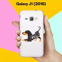 Силиконовый чехол на Samsung Galaxy J1 (2016) Черная такса / для Самсунг Галакси Джей 1 (2016)