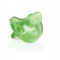 Пустышка силиконовая ортодонтическая Chicco Physio Soft 0+, зеленый