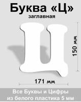 Заглавная буква Ц белый пластик шрифт Cooper 150 мм, вывеска, Indoor-ad