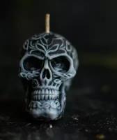 Черная ритуальная свеча, свеча череп, свеча интерьерная череп
