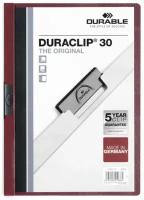 Папка с клипом Durable Duraclip, до 30 листов, А4, ПВХ Темно-красный