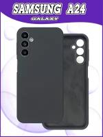 Чехол накладка Samsung Galaxy A24 (SM-A245) / Самсунг А24 противоударный из качественного силикона с покрытием Soft Touch / Софт Тач черный