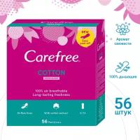 Прокладки женские гигиенические ежедневные, Carefree Cotton Feel Normal Fresh Scent 56 шт