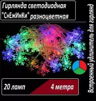 Гирлянда светодиодная ПрОзРаЧнЫе ШиШкИ разноцветная 20 ламп 4 метра