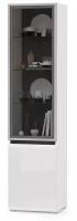 Шкаф-витрина Сидней 13.201, цвет корпус: белый/чёрный/фасады: МДФ белый глянец/прозрачное стекло с серой тонировкой, ШхГхВ 50х41,3х205,2 см