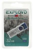 Флешка Exployd 530, 32 Гб, USB2.0, чт до 15 Мб/с, зап до 8 Мб/с, синяя