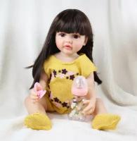 Виниловая кукла Реборн (Reborn Dolls) - Девочка в желтом свитере (56 см)