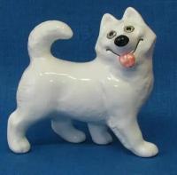 Хаска (окрас белый) фигурка собаки из фарфора
