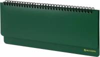 Планинг (ежедневник-планер), записная книжка, блокнот недатированный настольный горизонтальный (305x140 мм) Brauberg балакрон, 60 л, зеленый, 111695