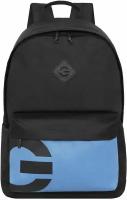 Рюкзак школьный молодежный для мальчика подростка, для средней и старшей школы, GRIZZLY (черный - синий)