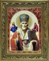 Православная Икона Николай Чудотворец в рамке багетной Православная сусальное золото в подарок маме бабушке