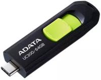 Флеш Диск A-Data 64Gb Type-C UC300 ACHO-UC300-64G-RBKGN USB3.2 черныйзеленый