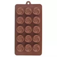 Форма для 15ти шоколадных конфет "Розочки" Мультидом VL80-333 силиконовая