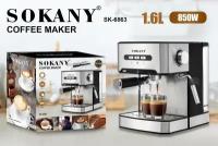 Кофемашина электрическая для эспрессо Sokany SK-6863 850 Вт, с капучинатором