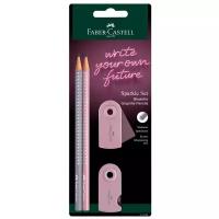 Faber-Castell Набор карандашей чернографитных Sparkle B, 2 шт с ластиком и точилкой Sleeve (218480) розовый/серый 2 шт