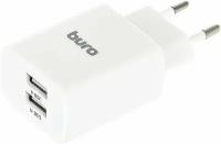 Сетевое зарядное устройство, Buro, 2xUSB, 10.5Вт, 2.1A, белого цвета