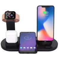 Док-станция для беспроводной зарядки UD15 4 в 1 для iPhone / Apple Watch / AirPods / устройств Android / Type-C / Micro USB / Lightning, черное