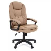 Компьютерное кресло Chairman 668 LT для руководителя, обивка: искусственная кожа, цвет: черный/бежевый