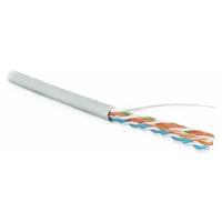 Кабель витая пара U/UTP 5e кат. 4 пары Hyperline UUTP4-C5E-S24-IN-PVC-GY-305 24AWG(0.51 мм), медь, одножильный (solid), внутренний, PVC, серый, уп/305