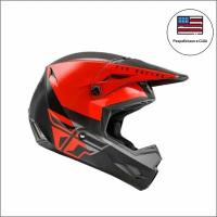 Шлем детский кроссовый FLY RACING KINETIC Straight Edge красный черный серый глянцевый размер S