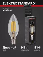 Филаментная светодиодная лампа "Свеча" C35 9W 4200K E14 Elektrostandard Свеча BLE1426 9W 4200K E14 (CW35 прозрачный)