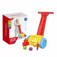 Каталка-игрушка Huanger Собирайка с 3 шарами (HE0818), голубой/красный/желтый
