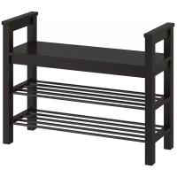 Скамья с полкой для обуви, черно-коричневый, 85x32x65 см IKEA HEMNES хемнэс