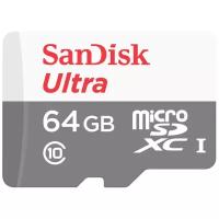 Карта памяти SanDisk microSDXC 64 ГБ Class 10, V10, A1, UHS-I, R 100 МБ/с, адаптер на SD, 1 шт., серый/белый