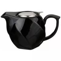 Заварочный чайник 500мл с ситом и металлической крышкой черный