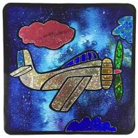 Color kit/ Для детей /Аппликация цветной фольгой Самолетик в облаках 22х22 MH002
