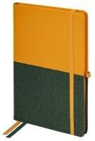 Блокнот А5 (148х218 мм), BRAUBERG "DUO" под кожу с резинкой, 80 л, клетка, оранжевый/зеленый, 113435