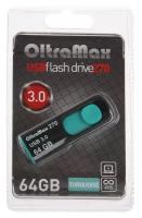 Флешка OltraMax 270, 64 Гб, USB3.0, чт до 70 Мб/с, зап до 20 Мб/с, бирюзовая 9514997