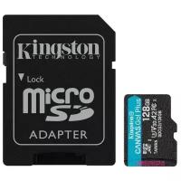 Карта памяти Kingston microSDXC 128 ГБ Class 10, V30, A2, UHS-I U3, R/W 170/90 МБ/с, адаптер на SD, 1 шт., черный