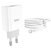 Сетевое зарядное устройство Hoco C80A Rapido + кабель USB Type-C - USB Type-C, 20 Вт, white