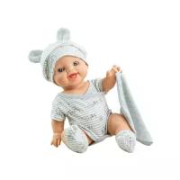 Кукла Paola Reina Горди Карлос в полосатом комбинезоне и шапке с ушками, 34 см 04090