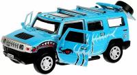 Машина металл Технопарк HUMMER H2 хищники 12 см, голубой, инерционный, открываются двери, багажник НUМ2-12РRЕ-ВU