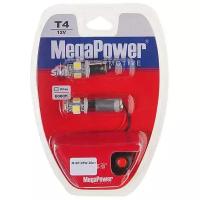 Лампа светодиодная 12V T4W BA9s 6000K 5 светодиодов блистер (2шт.) с тестером MEGAPOWER 90125W-2блт