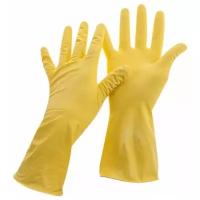 Перчатки резиновые PACLAN Professional, хлопковое напыление, желтые, размер L (латекс)